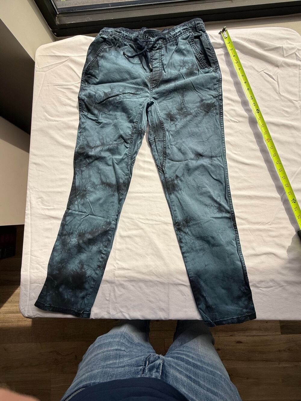 American Rag Jogger Pants Mens Small Blue Tie Dye Drawstring Stretch Casual Loun